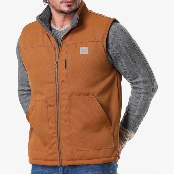 Tuaova Other - Men's Loose Fit Workwear Vest Fleece-Lined Durability Waterproof Mock-Neck Vest